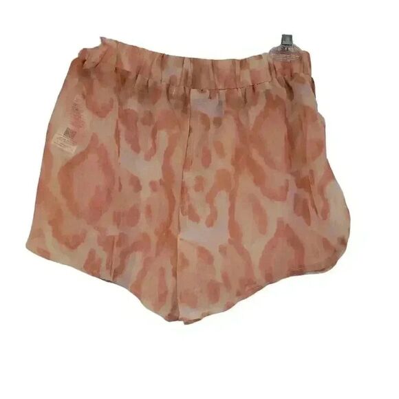 Missguided Women's Tawny Peach Chiffon Washed Poly Leopard Runner Shorts NEW - Picture 6 of 11